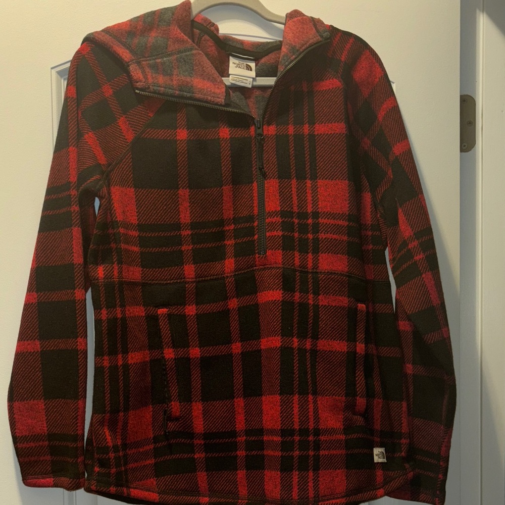 The North Face Red and Black Plaid Pullover